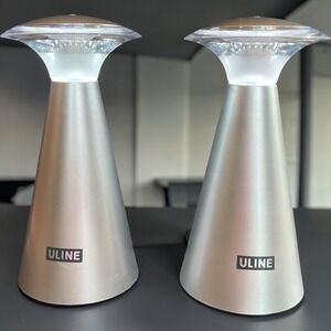 Uline ML-0005 LED Touch Lamps Set of 2 Silver Battery Portable 7.75in